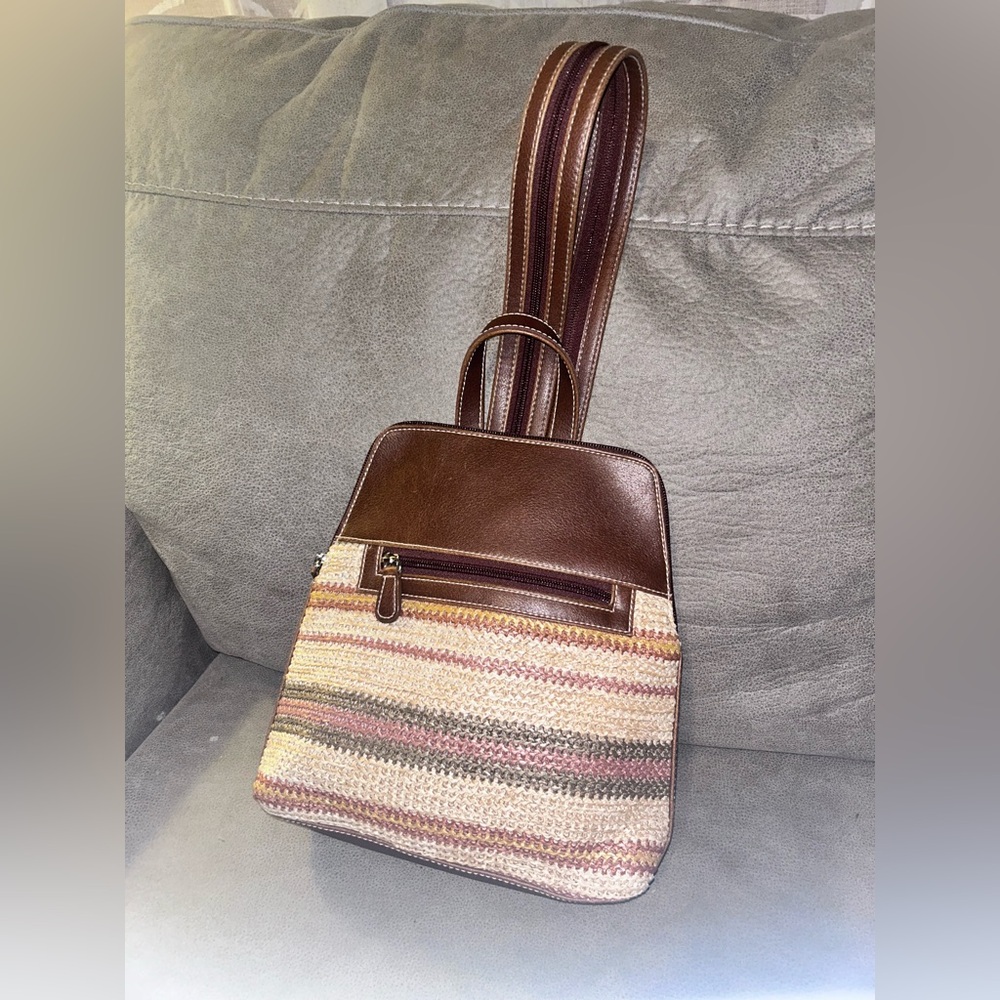 50% off w❤️ Crazy Horse by Liz‎ Claiborne Woven Back-Pac Faux Leather  was $60